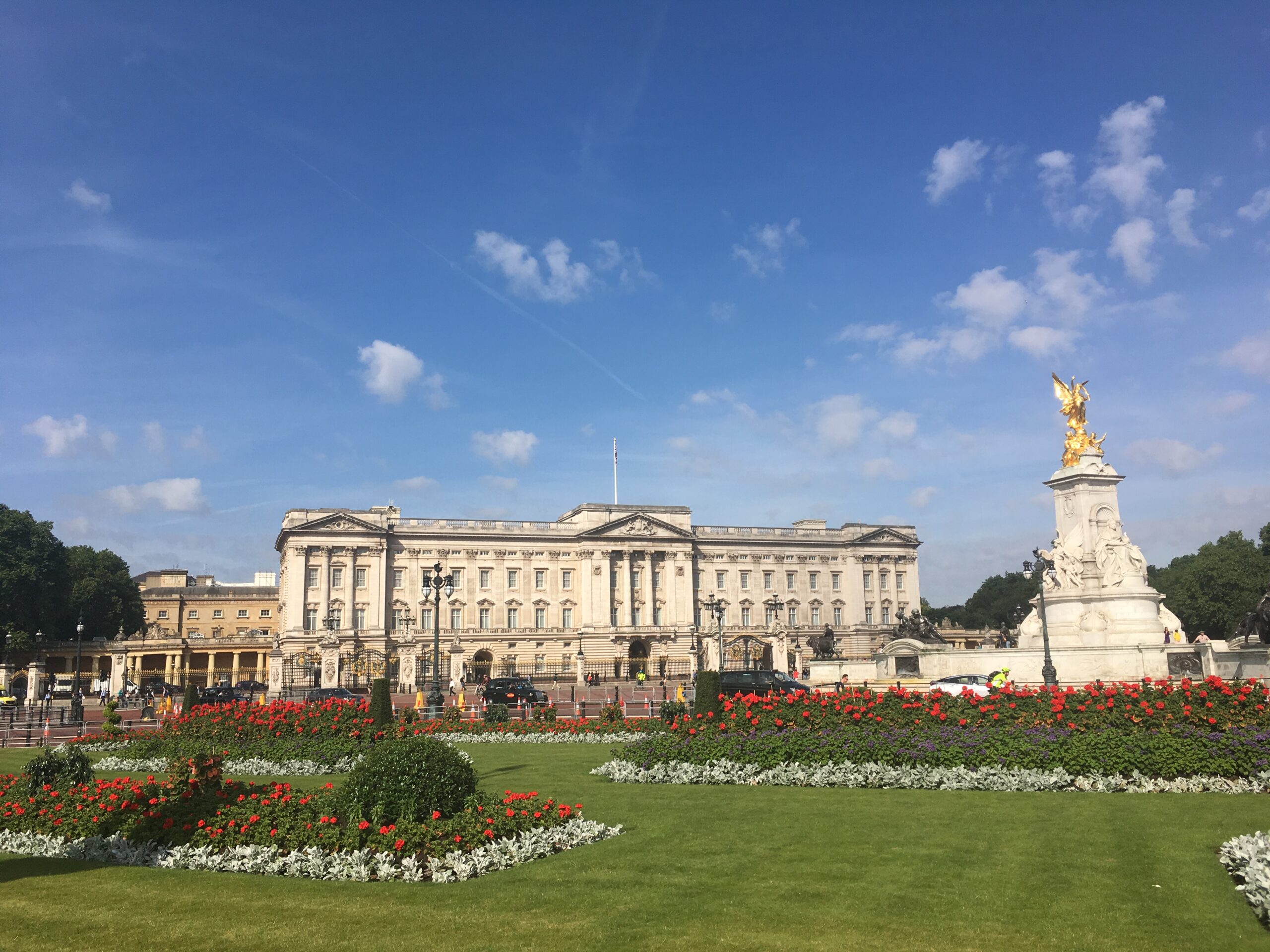 Buckingham Palace on a sunny day.