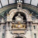 The ornate baroque clock at Antwerp Central station.