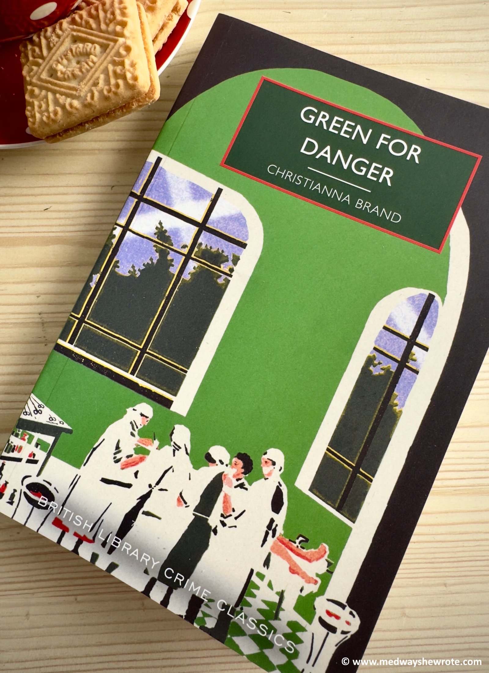 A paperback copy of the British Library Crime Classics edition of Green for Danger by Christianna Brand.