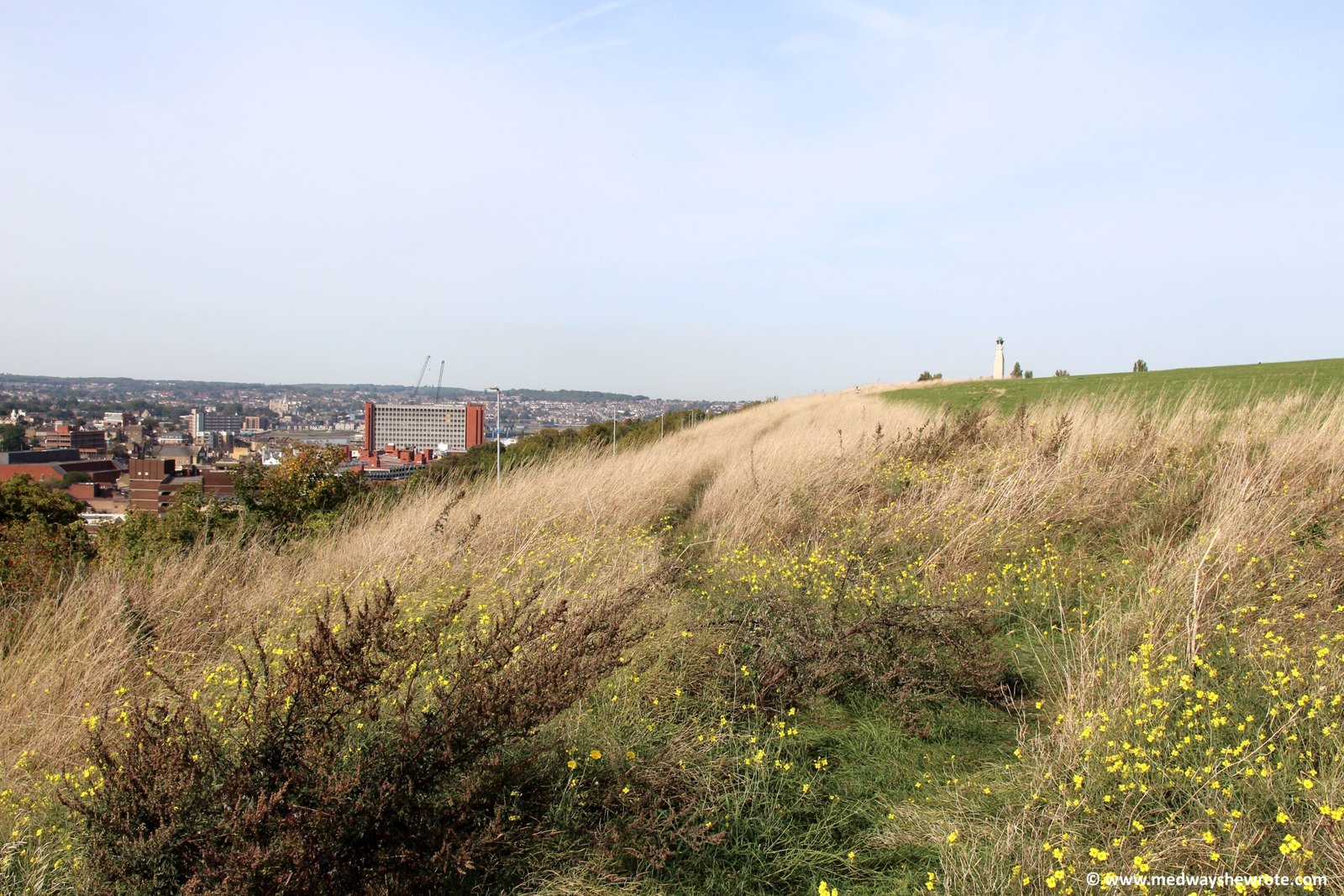 A view of the Great Lines on a sunny day, looking towards the Pentagon Centre.