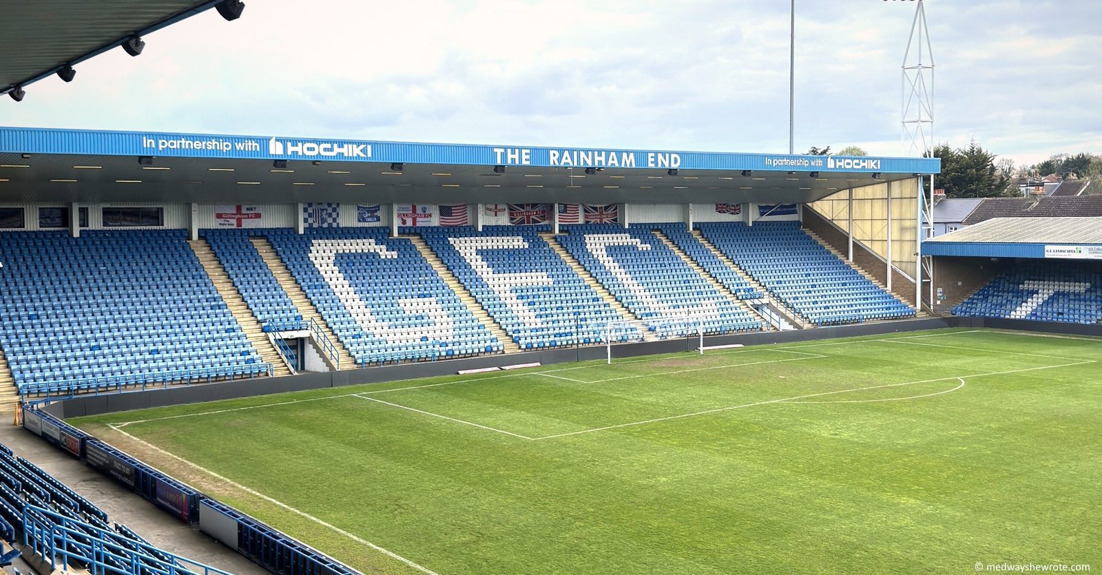 The Rainham End at Priestfield Stadium, home of Gillingham FC.