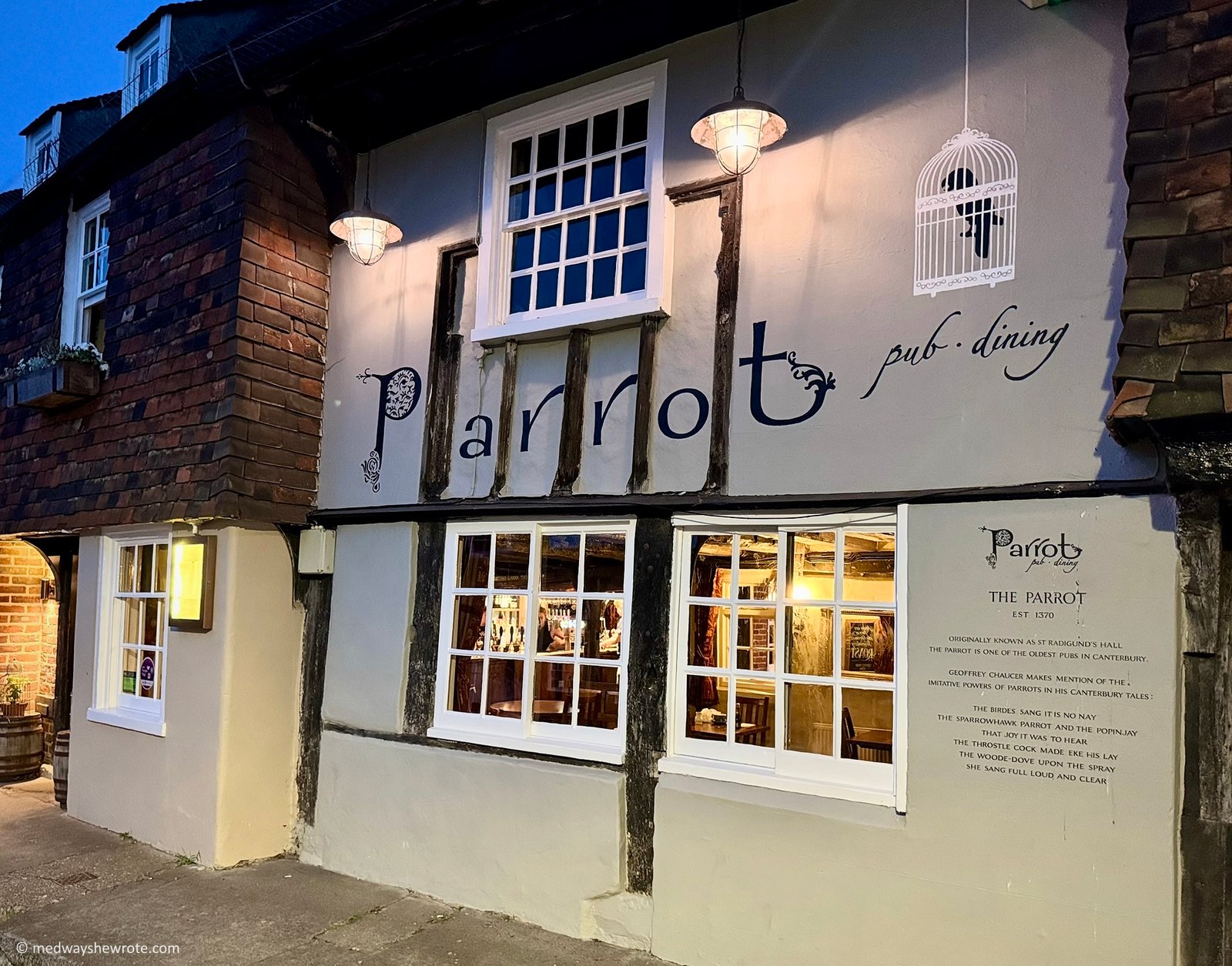 Exterior of The Parrot pub in Canterbury.