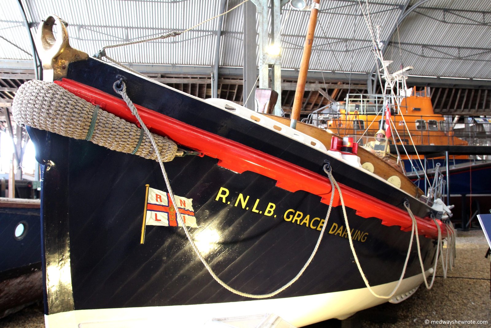 The Grace Darling Lifeboat, on display at Chatham Dockyard.