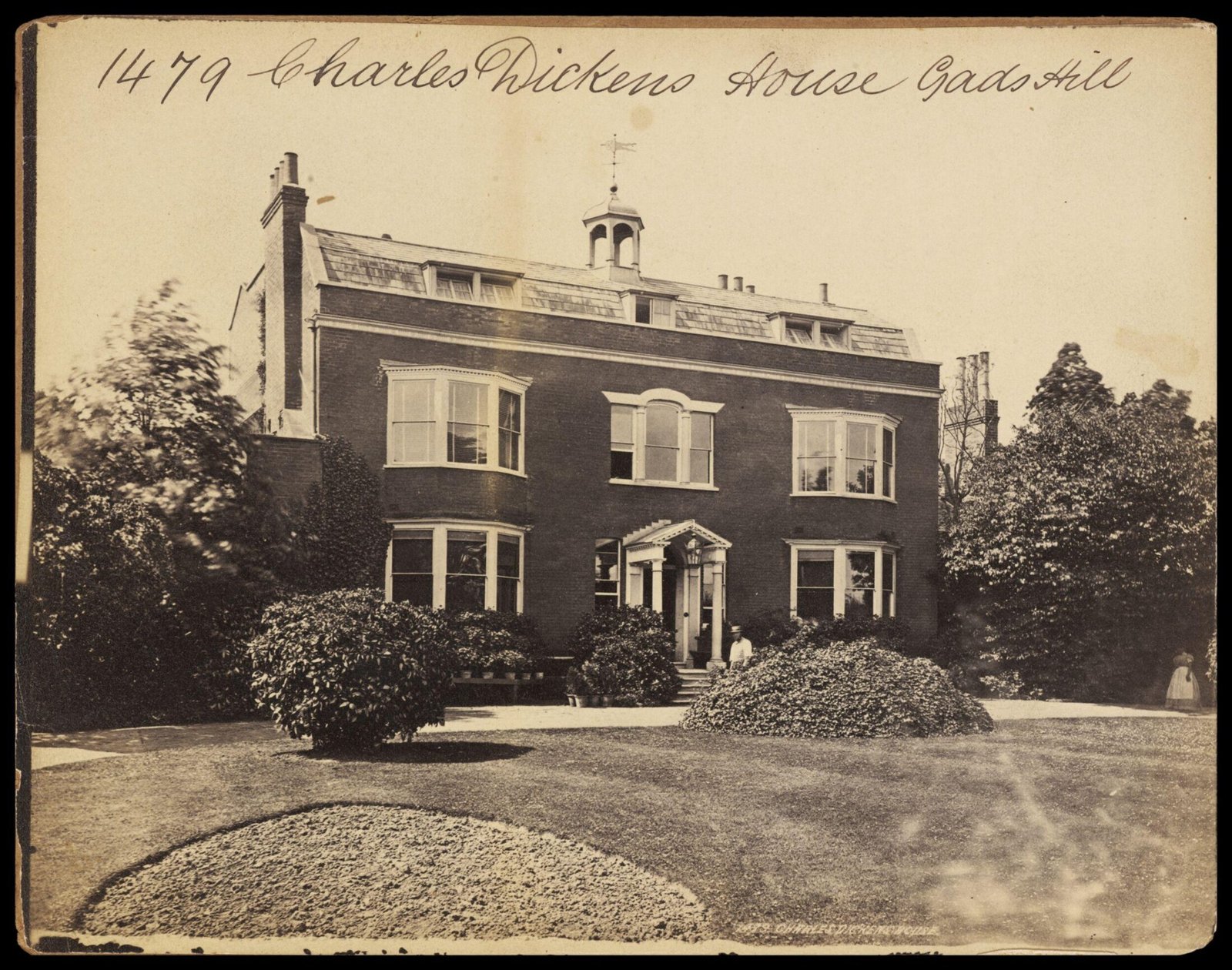 A sepia photograph of the exterior of Gad's Hill Place.