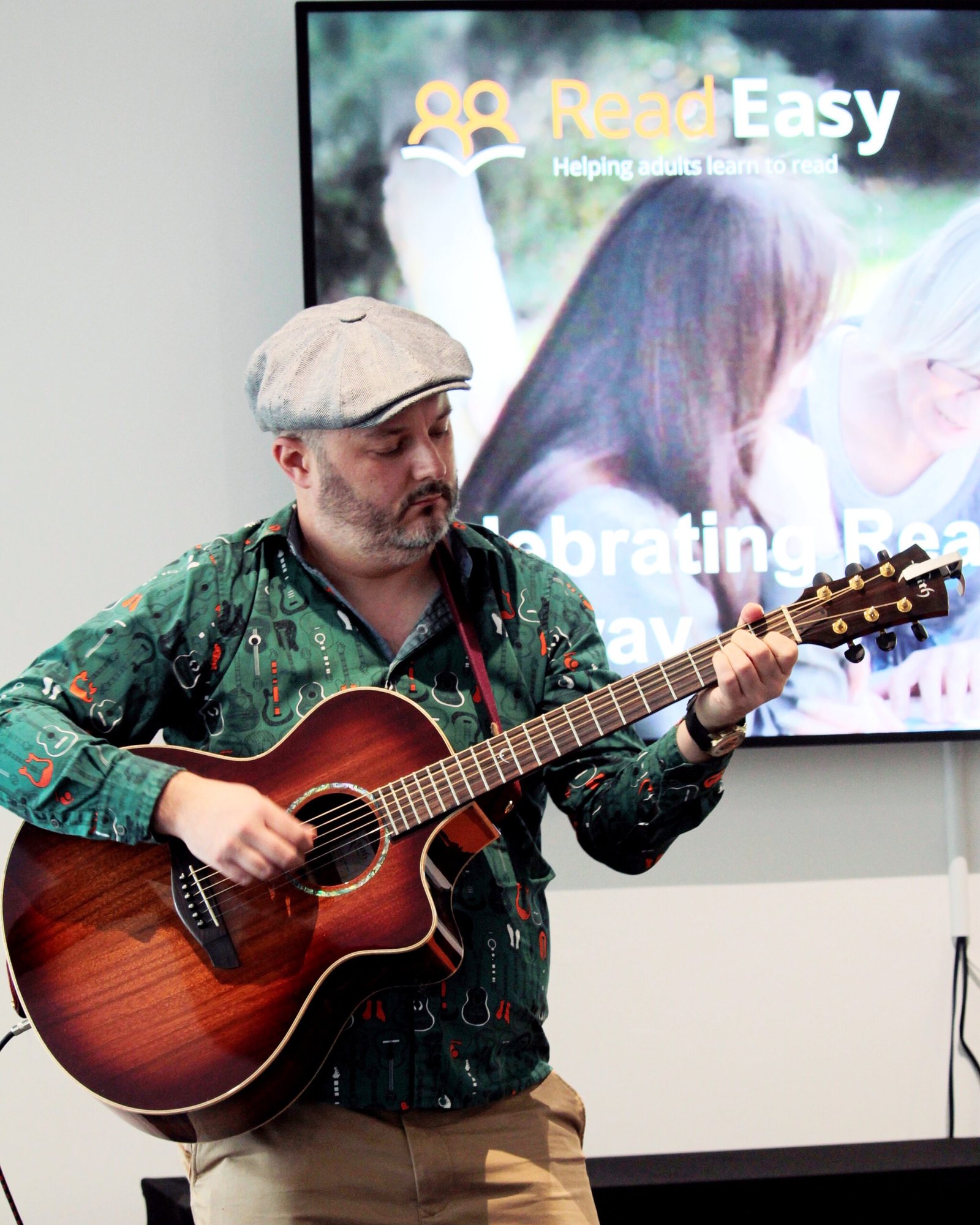 Singer-songwriter Ally Round performing at Celebrating Reading in Medway.